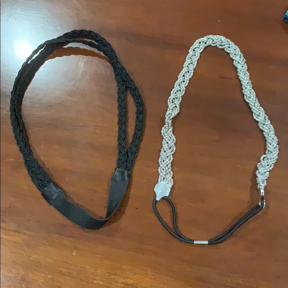 ***** 2 Elastic headbands silver and black